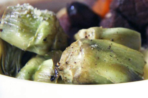 Roasted baby artichokes