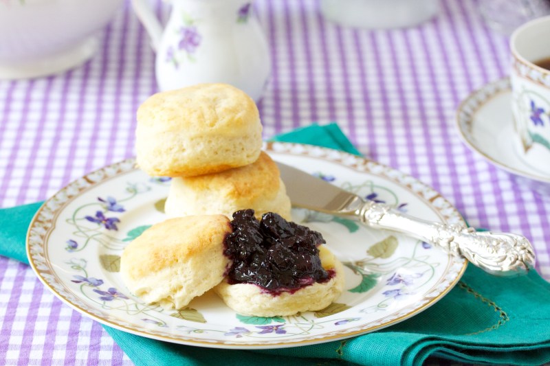 Blueberry jam & biscuits