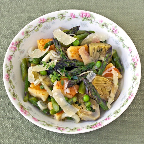 Spring vegetable ragout with gnocchi
