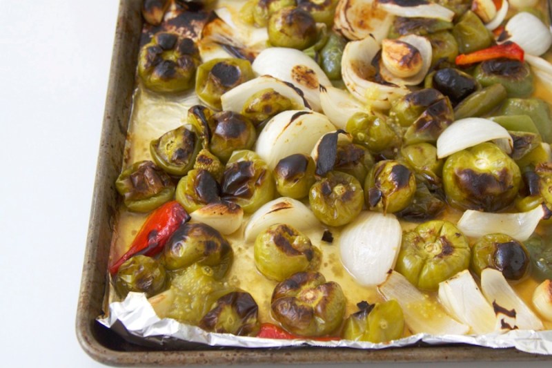 Roasted tomatillos