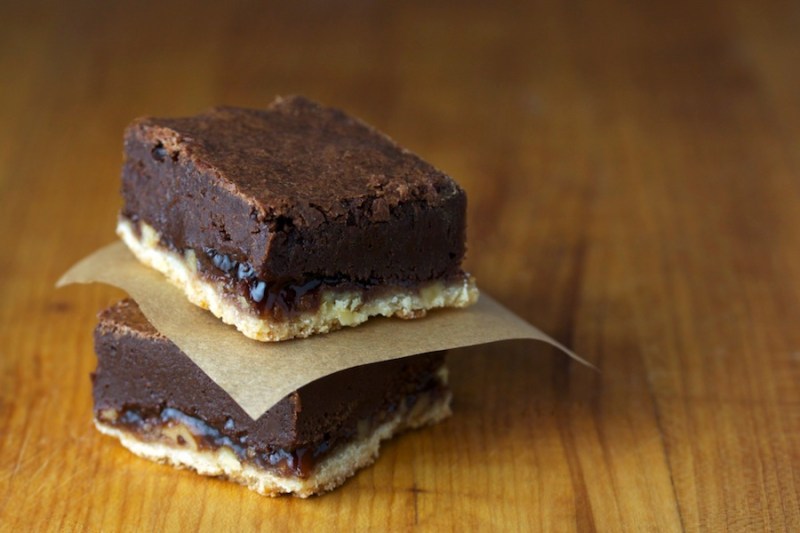 Raspberry Jam Shortbread Brownies