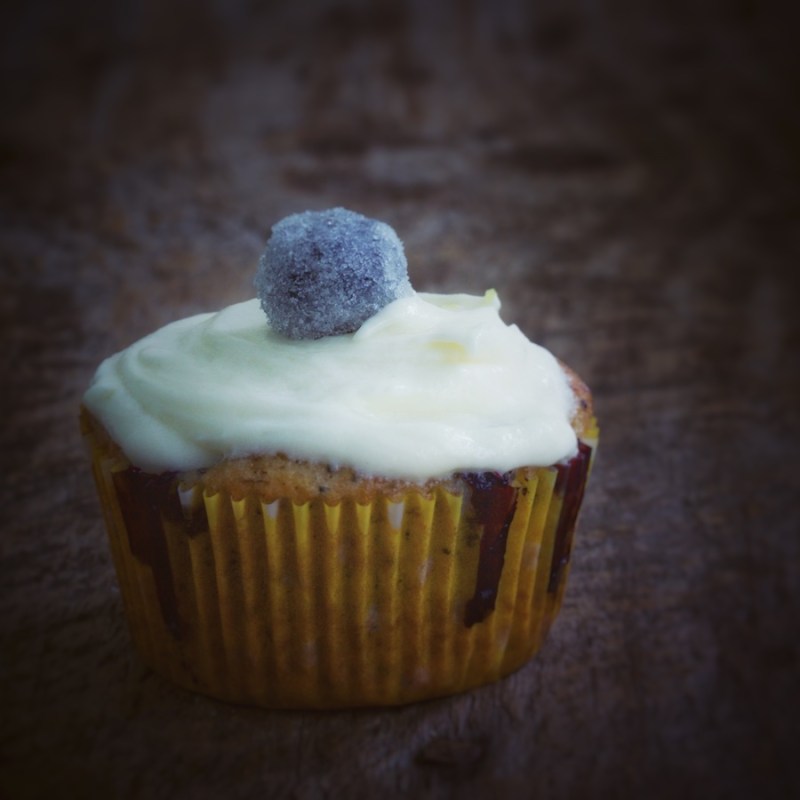 Banana Blueberry Poppy Seed Cupcake
