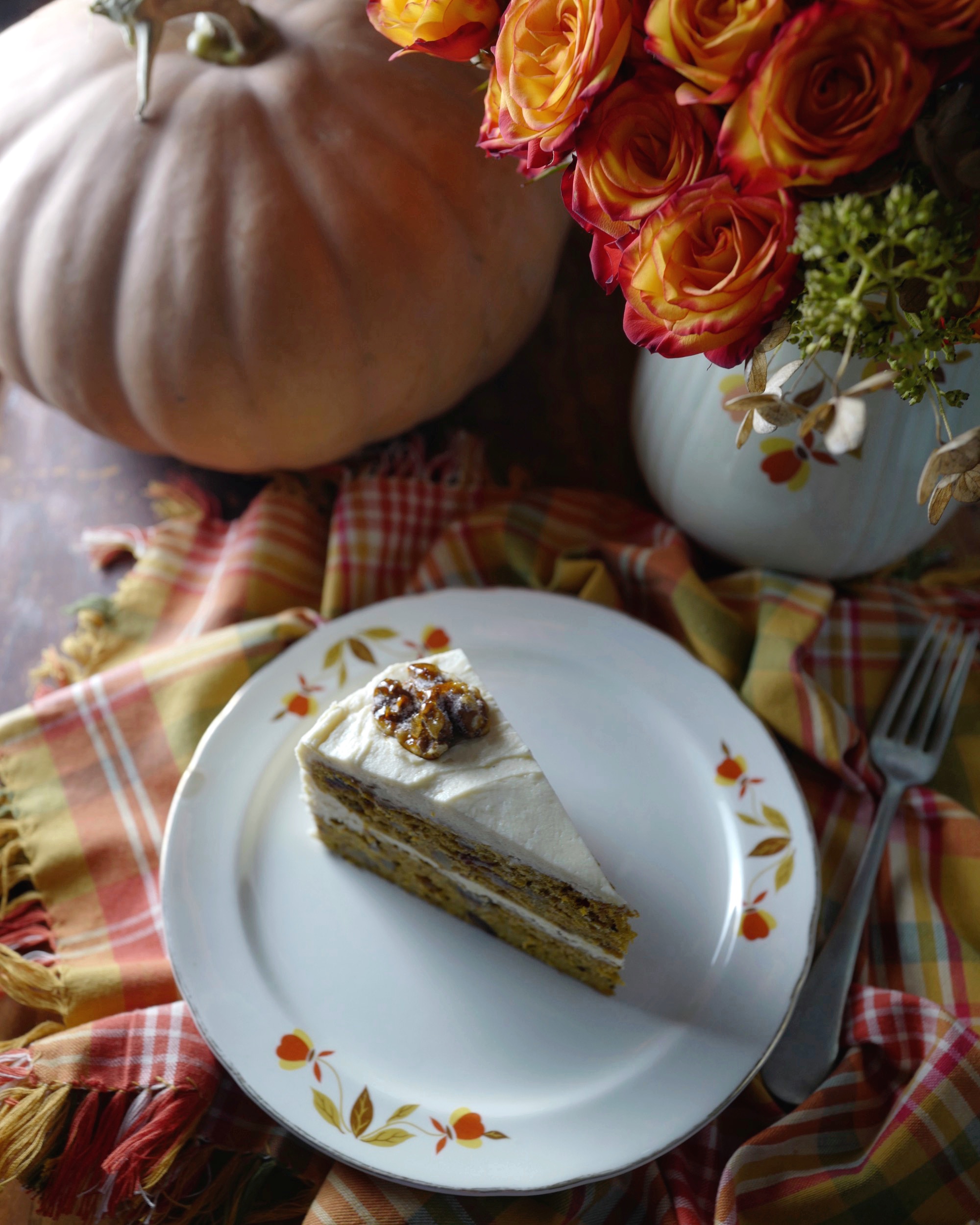 Putting dates, walnuts and caramel with pumpkin welcomes fall into our
home
